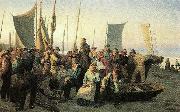 en laegpraedikant holder gudstjeneste pa skagen sonderstrand Michael Ancher
